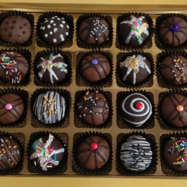 Homemade chocolate truffles box