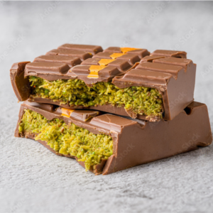 Homemade Viral Dubai Kunafa Chocolate Bar with crispy kunafa layers and rich chocolate, beautifully presented as a unique dessert.